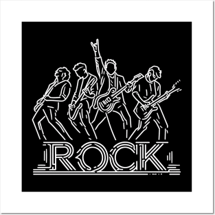 ROCK band white line art Posters and Art